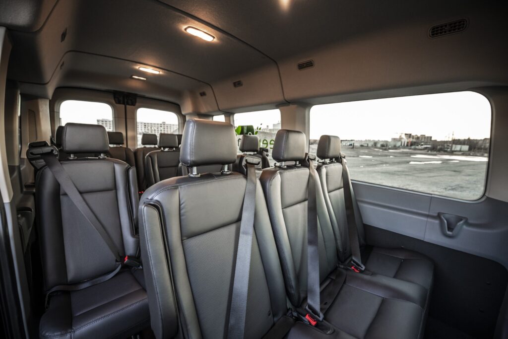 Interior of 15 passenger van rental