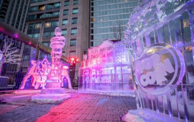 Ice sculptures at a winter festival