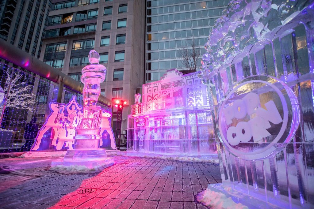 Ice sculptures at a winter festival