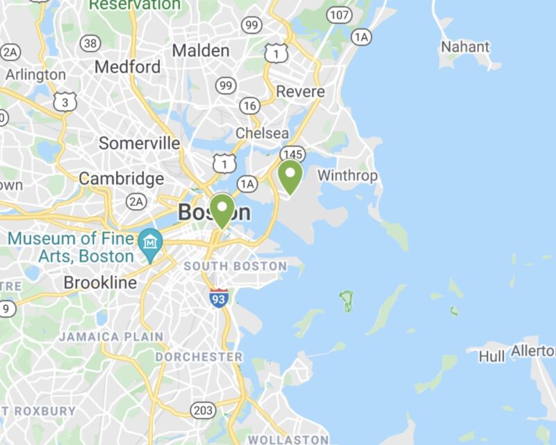 map of Boston and surrounding cities and towns