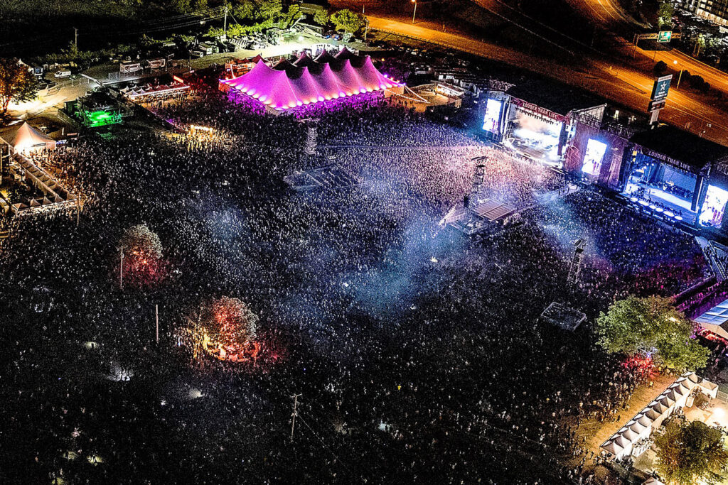 Aerial view of Louder Than Life Festival