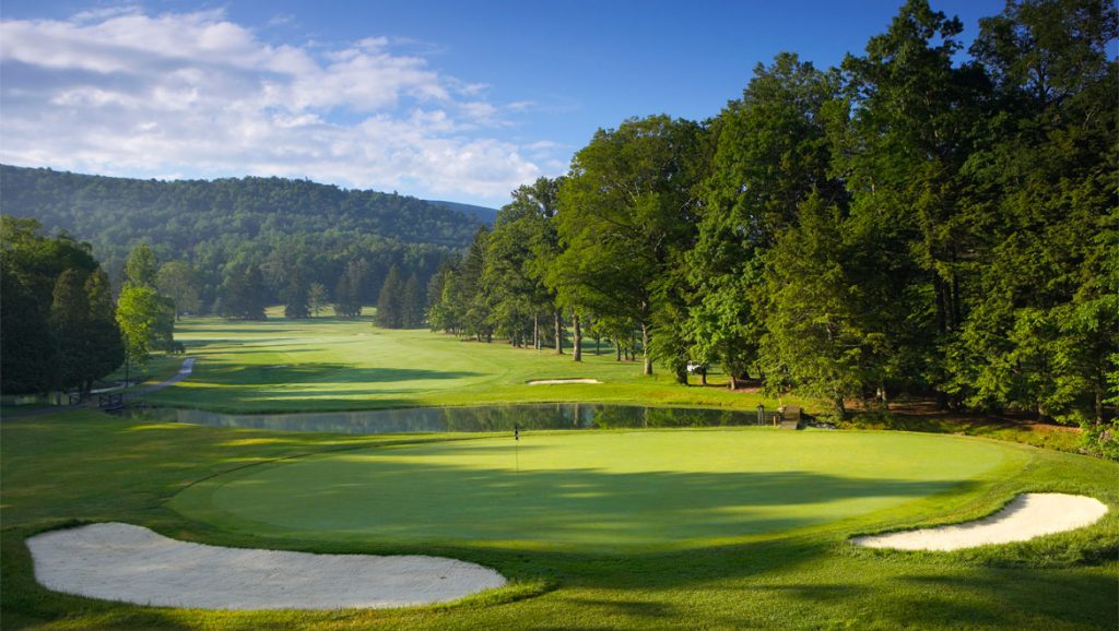 A photo of a putting green at the Cascades at the Omni Homestead Resort in Virginia