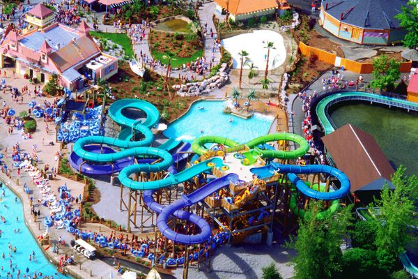 A photo of New England's biggest water park, Hurricane Harbor at Six Flags