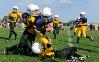 kids playing in a football championship