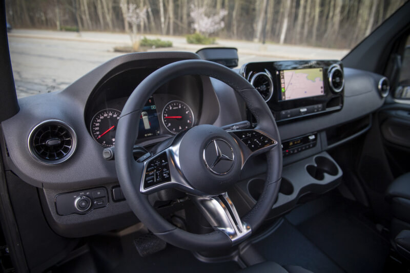 Sprinter steering wheel and touchscreen console view